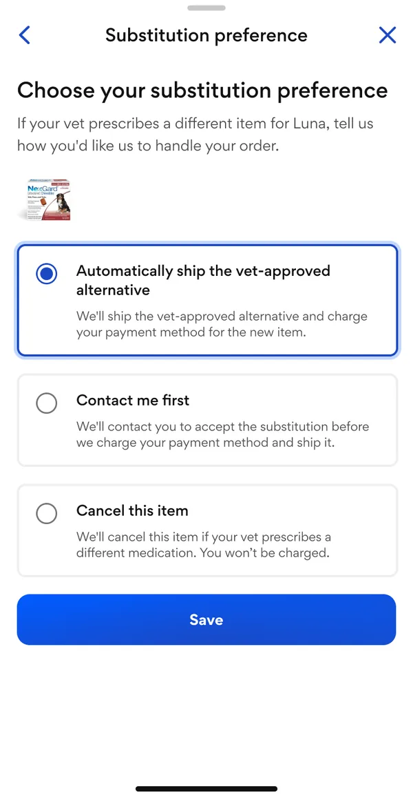Substitution preference options